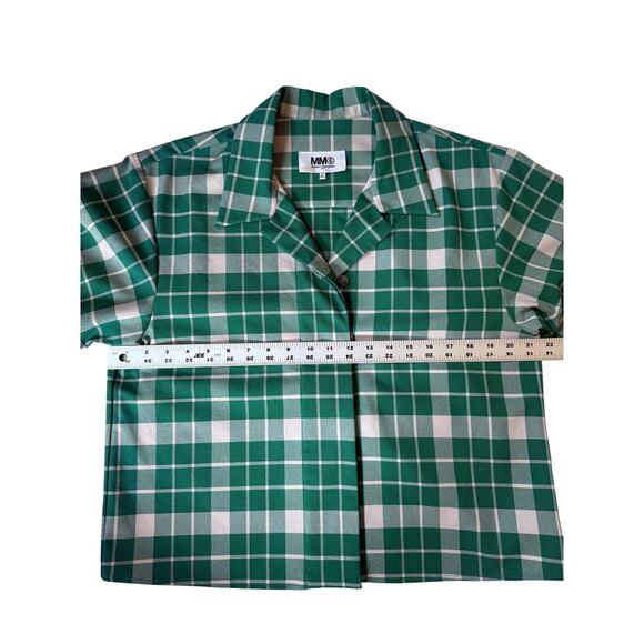 EUC $595 MM6 Maison Margiela Oversized Green Check Boxy Top IT 40 US 4 - Picture 12 of 16